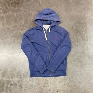 Polo Ralph Lauren Blue Full Zip Hoodie Red Pony Logo Size S/P